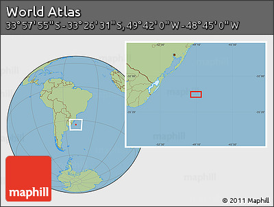 Savanna Style Location Map of the Area around 33° 42' 13" S, 49° 13' 30" W