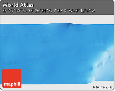 Physical 3D Map of the Area around 33° 42' 13" S, 4° 10' 30" W