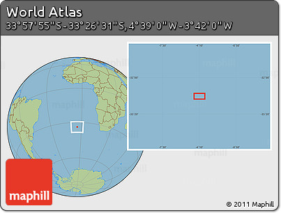 Savanna Style Location Map of the Area around 33° 42' 13" S, 4° 10' 30" W