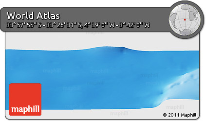 Physical Panoramic Map of the Area around 33° 42' 13" S, 4° 10' 30" W