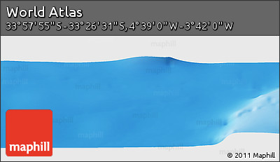 Physical Panoramic Map of the Area around 33° 42' 13" S, 4° 10' 30" W
