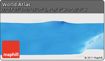 Physical Panoramic Map of the Area around 33° 42' 13" S, 4° 10' 30" W