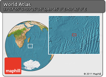 Satellite Location Map of the Area around 33° 42' 13" S, 50° 13' 30" E