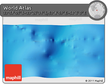 Physical 3D Map of the Area around 33° 42' 13" S, 53° 37' 30" E