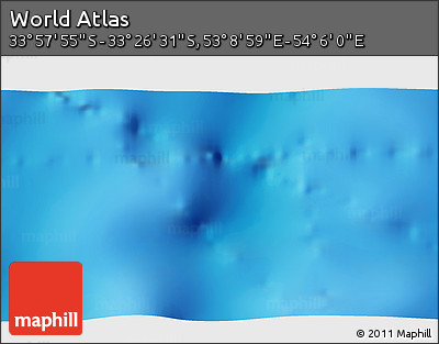 Physical 3D Map of the Area around 33° 42' 13" S, 53° 37' 30" E