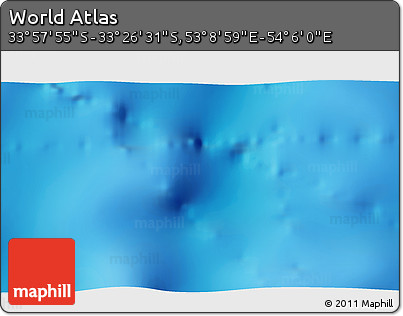Physical 3D Map of the Area around 33° 42' 13" S, 53° 37' 30" E