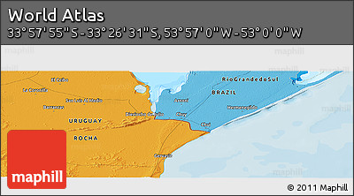 Political Panoramic Map of the Area around 33° 42' 13" S, 53° 28' 30" W