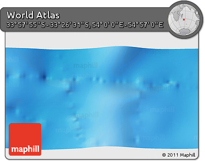Physical 3D Map of the Area around 33° 42' 13" S, 54° 28' 30" E