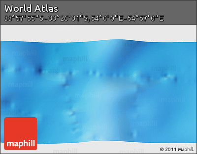 Physical 3D Map of the Area around 33° 42' 13" S, 54° 28' 30" E