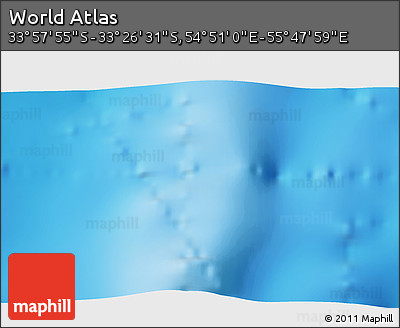 Physical 3D Map of the Area around 33° 42' 13" S, 55° 19' 30" E