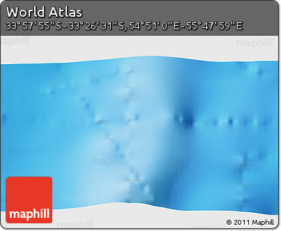 Physical 3D Map of the Area around 33° 42' 13" S, 55° 19' 30" E