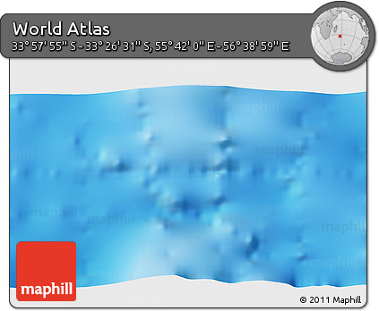 Physical 3D Map of the Area around 33° 42' 13" S, 56° 10' 29" E