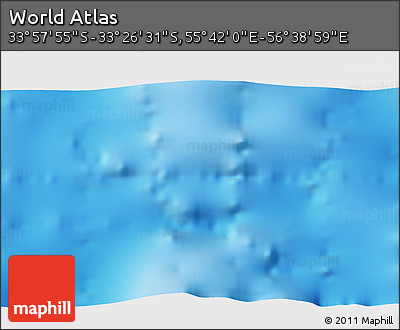 Physical 3D Map of the Area around 33° 42' 13" S, 56° 10' 29" E