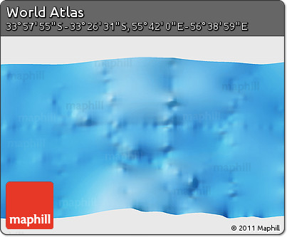 Physical 3D Map of the Area around 33° 42' 13" S, 56° 10' 29" E