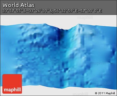 Physical 3D Map of the Area around 33° 42' 13" S, 57° 1' 29" E