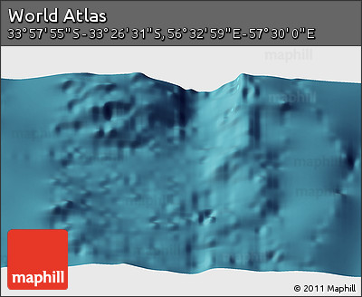 Satellite 3D Map of the Area around 33° 42' 13" S, 57° 1' 29" E