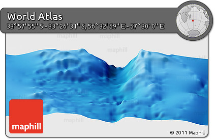 Physical Panoramic Map of the Area around 33° 42' 13" S, 57° 1' 29" E