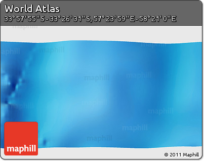 Physical 3D Map of the Area around 33° 42' 13" S, 57° 52' 30" E