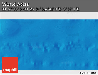 Physical 3D Map of the Area around 33° 42' 13" S, 5° 10' 30" E