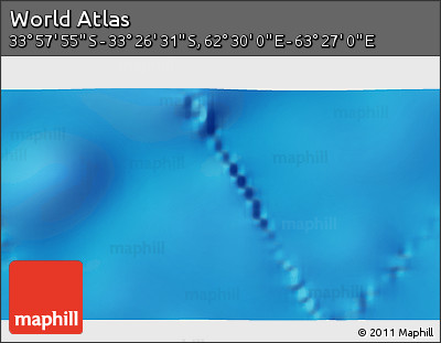 Physical 3D Map of the Area around 33° 42' 13" S, 62° 58' 30" E