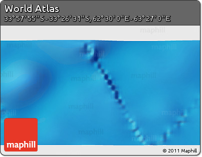 Physical 3D Map of the Area around 33° 42' 13" S, 62° 58' 30" E