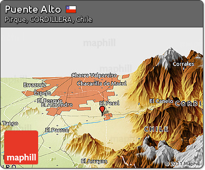 Physical Panoramic Map of Puente Alto