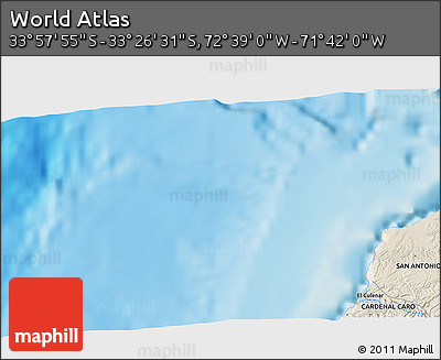 Shaded Relief 3D Map of the Area around 33° 42' 13" S, 72° 10' 30" W