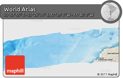 Shaded Relief Panoramic Map of the Area around 33° 42' 13" S, 72° 10' 30" W