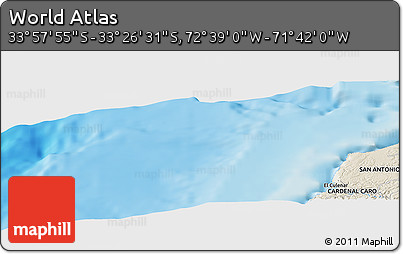 Shaded Relief Panoramic Map of the Area around 33° 42' 13" S, 72° 10' 30" W