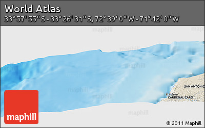 Shaded Relief Panoramic Map of the Area around 33° 42' 13" S, 72° 10' 30" W
