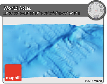 Physical 3D Map of the Area around 33° 42' 13" S, 77° 25' 30" E