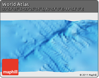 Physical 3D Map of the Area around 33° 42' 13" S, 77° 25' 30" E