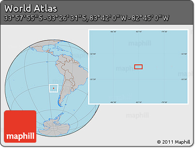 Gray Location Map of the Area around 33° 42' 13" S, 83° 13' 29" W