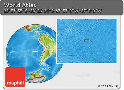 Physical Location Map of the Area around 33° 42' 13" S, 87° 28' 29" W
