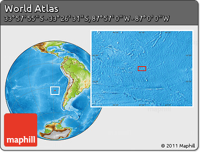 Physical Location Map of the Area around 33° 42' 13" S, 87° 28' 29" W