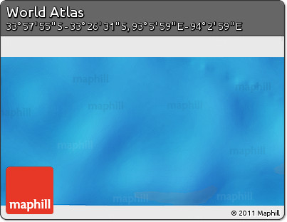 Physical 3D Map of the Area around 33° 42' 13" S, 93° 34' 29" E