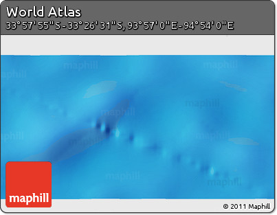 Shaded Relief 3D Map of the Area around 33° 42' 13" S, 94° 25' 30" E
