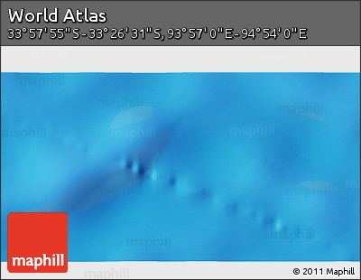 Shaded Relief 3D Map of the Area around 33° 42' 13" S, 94° 25' 30" E