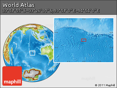 Physical Location Map of the Area around 33° 42' 13" S, 94° 25' 30" E