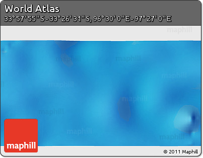 Physical 3D Map of the Area around 33° 42' 13" S, 96° 58' 29" E