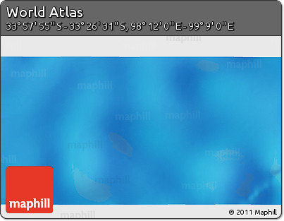 Physical 3D Map of the Area around 33° 42' 13" S, 98° 40' 30" E
