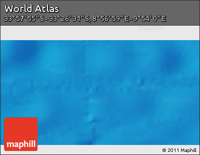 Physical 3D Map of the Area around 33° 42' 13" S, 9° 25' 30" E