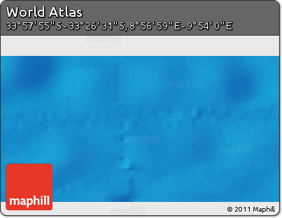 Physical 3D Map of the Area around 33° 42' 13" S, 9° 25' 30" E