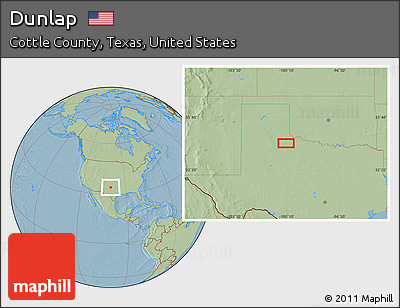 Savanna Style Location Map of Dunlap, hill shading