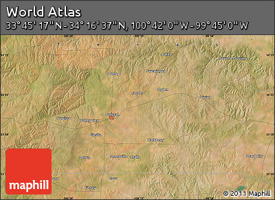 Satellite Map of the Area around 34° 0' 57" N, 100° 13' 29" W