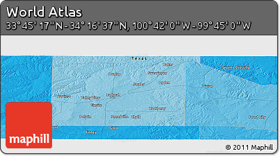 Political Panoramic Map of the Area around 34° 0' 57" N, 100° 13' 29" W