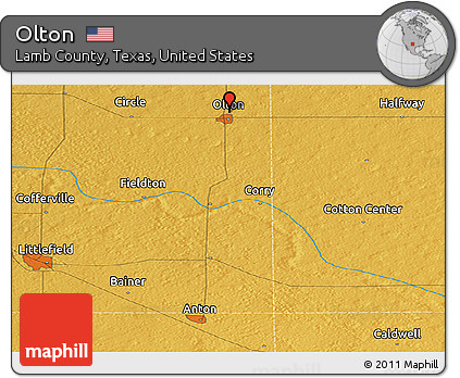 Physical Panoramic Map of Olton