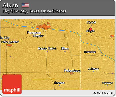 Physical Panoramic Map of Aiken