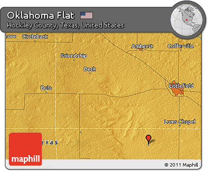 Physical 3D Map of Oklahoma Flat