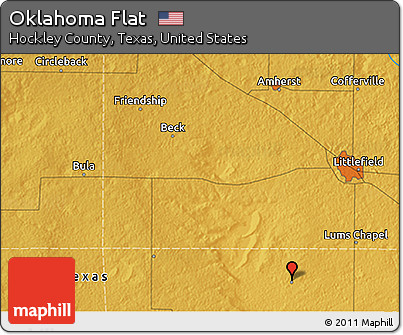 Physical 3D Map of Oklahoma Flat